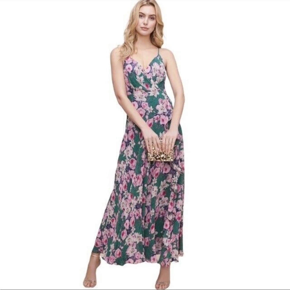 ASTR The Label Green Holland Floral Ruffle Maxi Dress Women's Size Medium